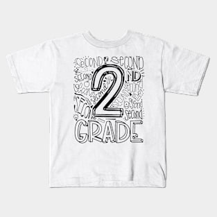 2nd Second Grade Typography Kids T-Shirt